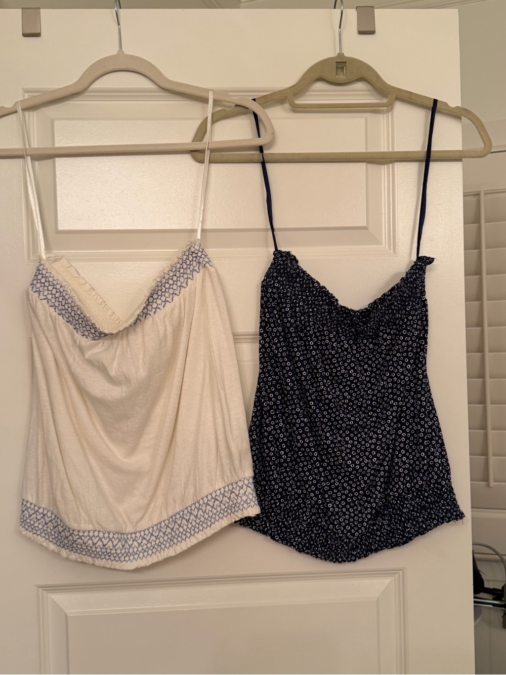 BOGO Anthropologie Cream/Blue & Navy/White Strapless Tops